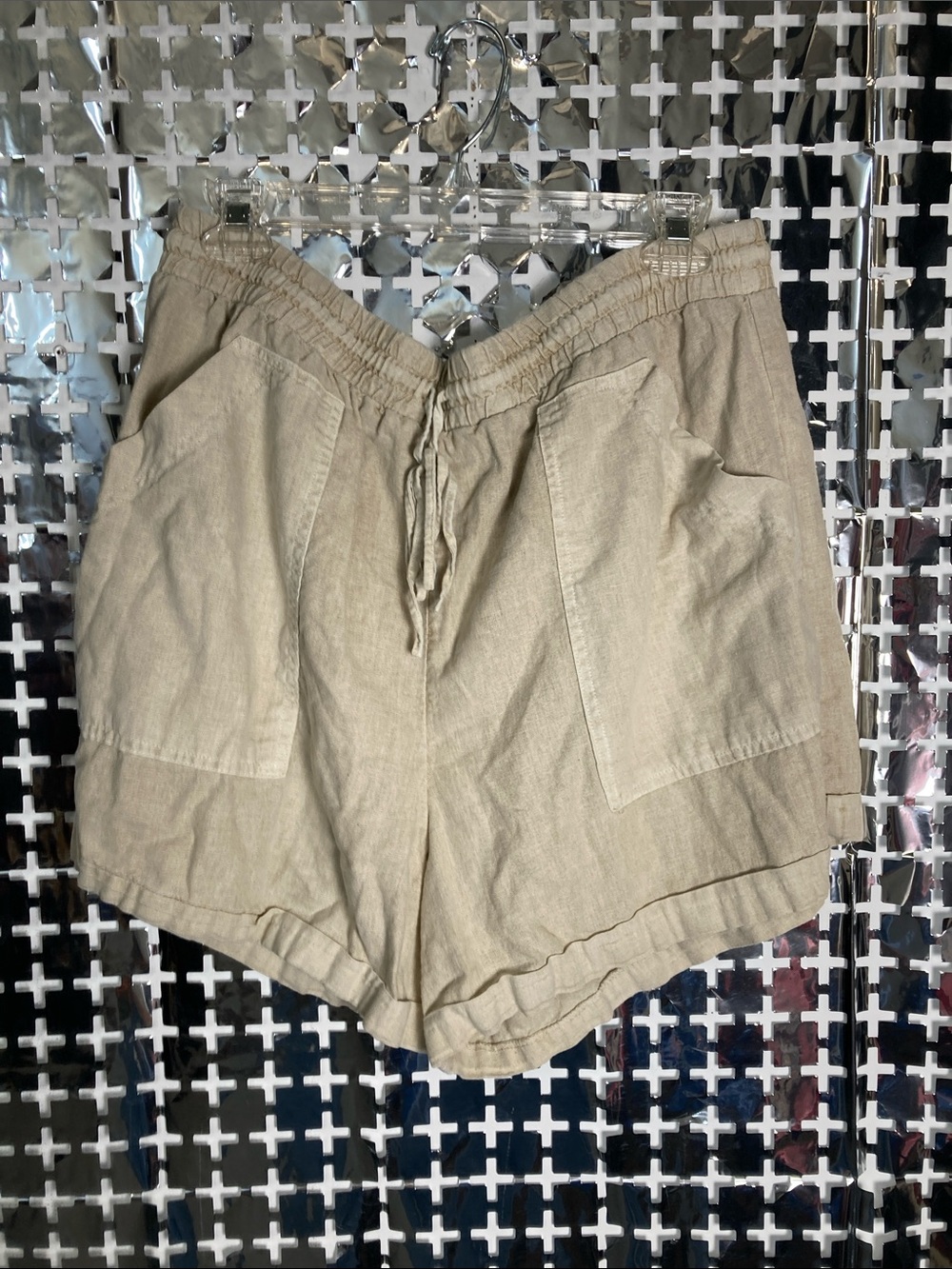 Universal Thread Tan High-Waist Drawstring Linen-Blend Shorts